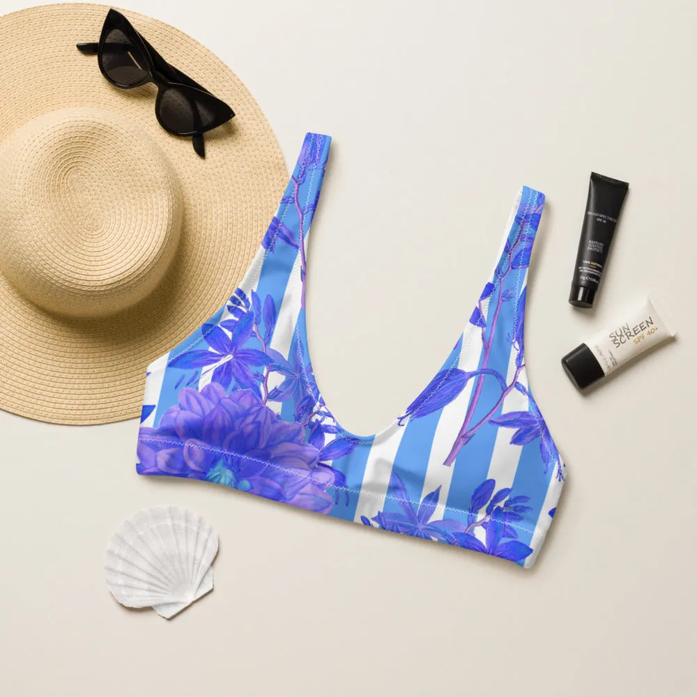 Stripes and Florals Blue Sports Bralette