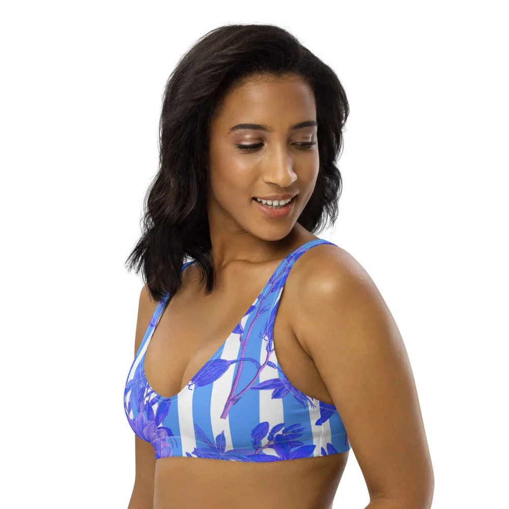 Stripes and Florals Blue Sports Bralette
