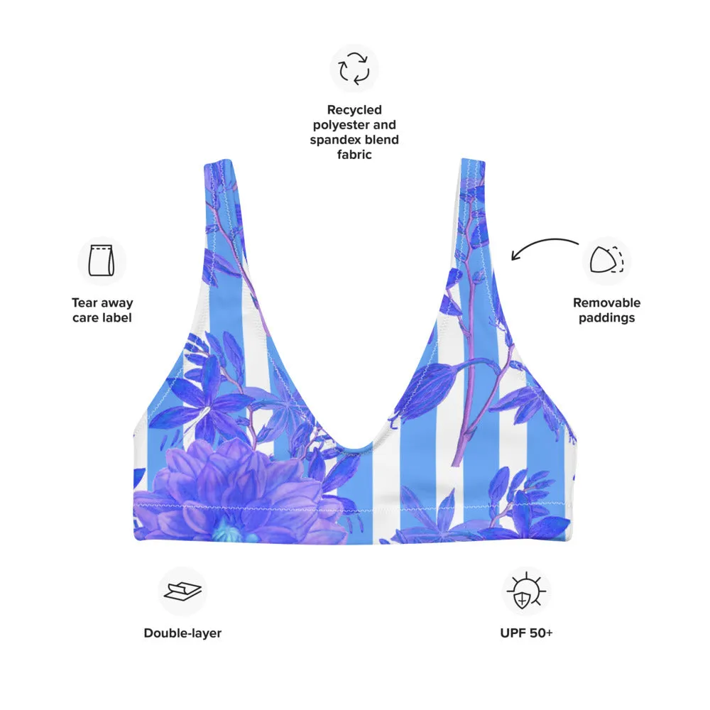 Stripes and Florals Blue Sports Bralette