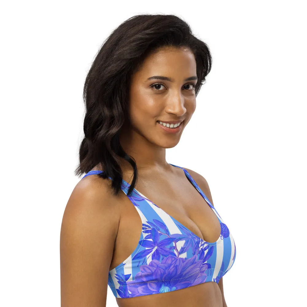 Stripes and Florals Blue Sports Bralette