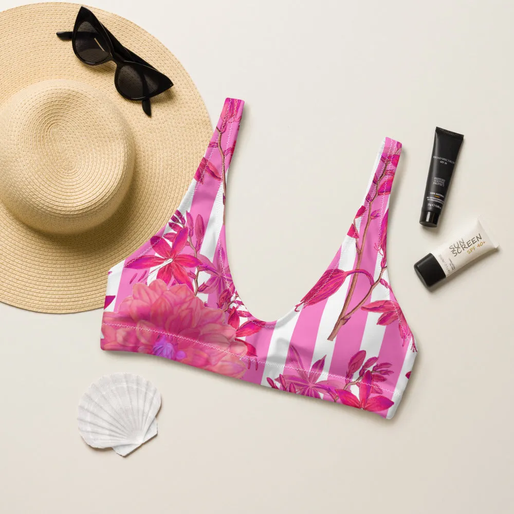 Stripes and Florals Pink Sports Bralette
