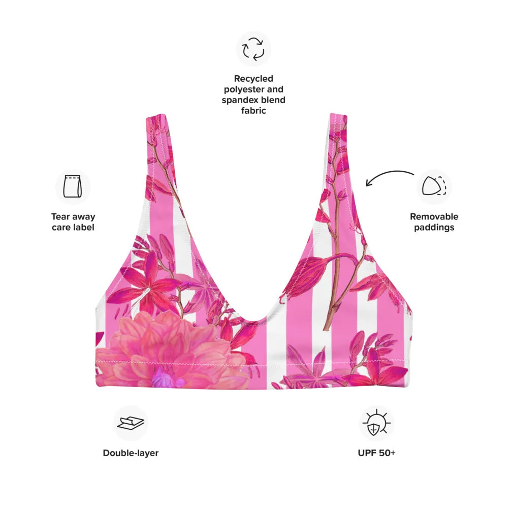 Stripes and Florals Pink Sports Bralette
