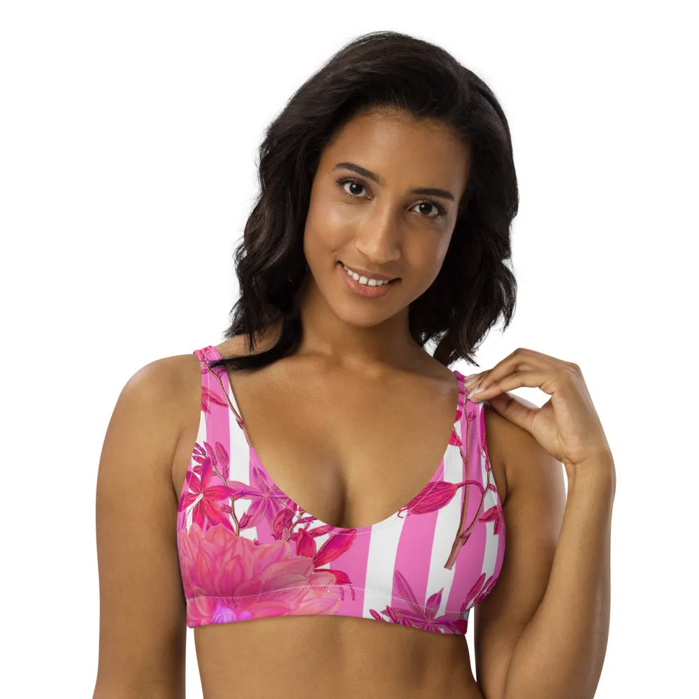 Stripes and Florals Pink Sports Bralette
