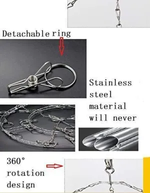 STSUNEU-L705 Hanging Clip Type Round Drying Rack Dripping Hanger Menstrual Pad/Children Hanger/Gloves/Towel/Hat/Scarf and Other Wet and Dry Hangers, Stainless Steel Wire, 20PCS Clip, 1 Set