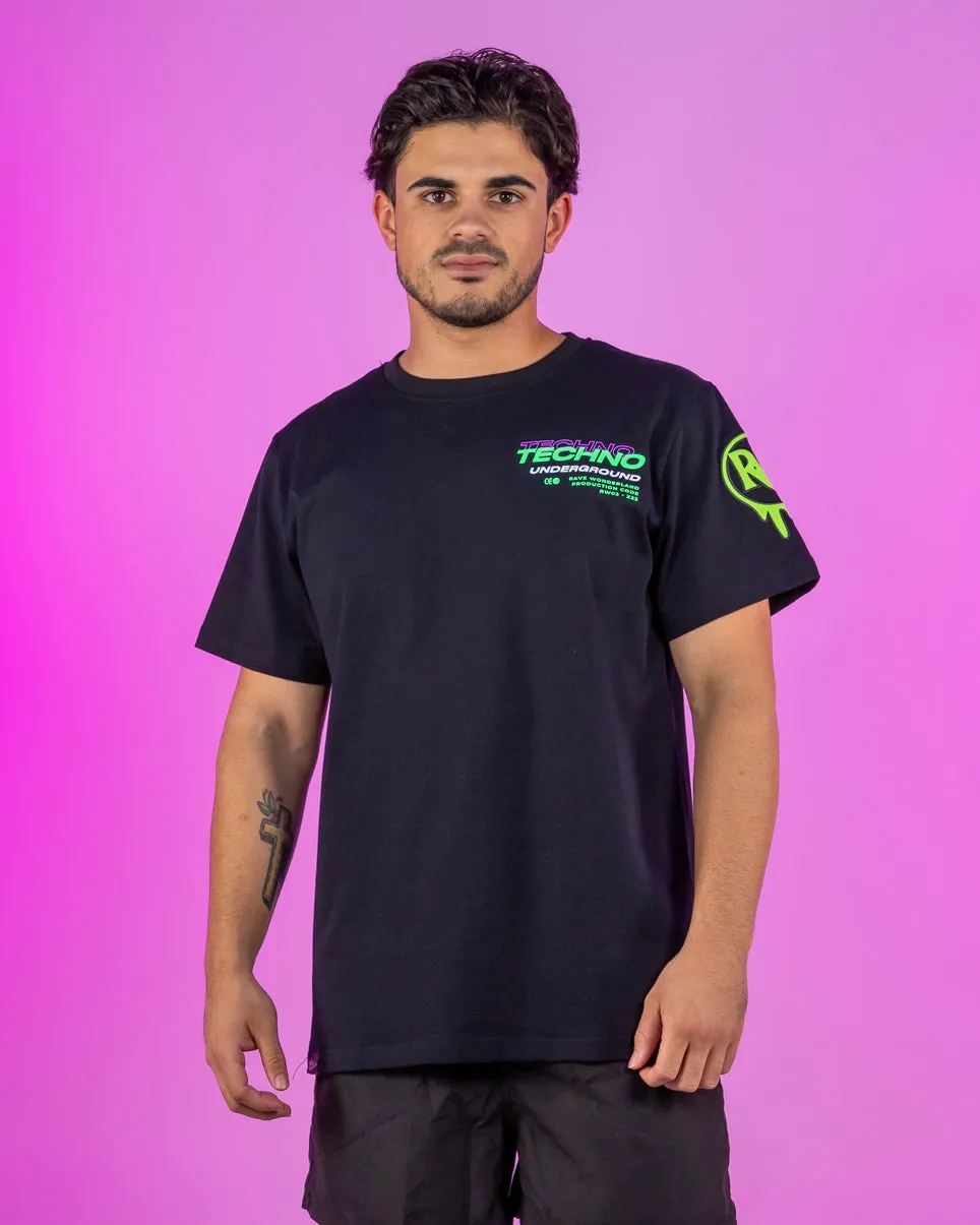 Techno Underground Retro Vibes Black T-Shirt