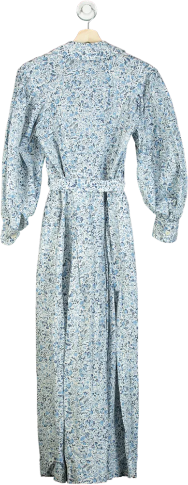 Thierry Colson Blue Floral Print Maxi Dress UK XS