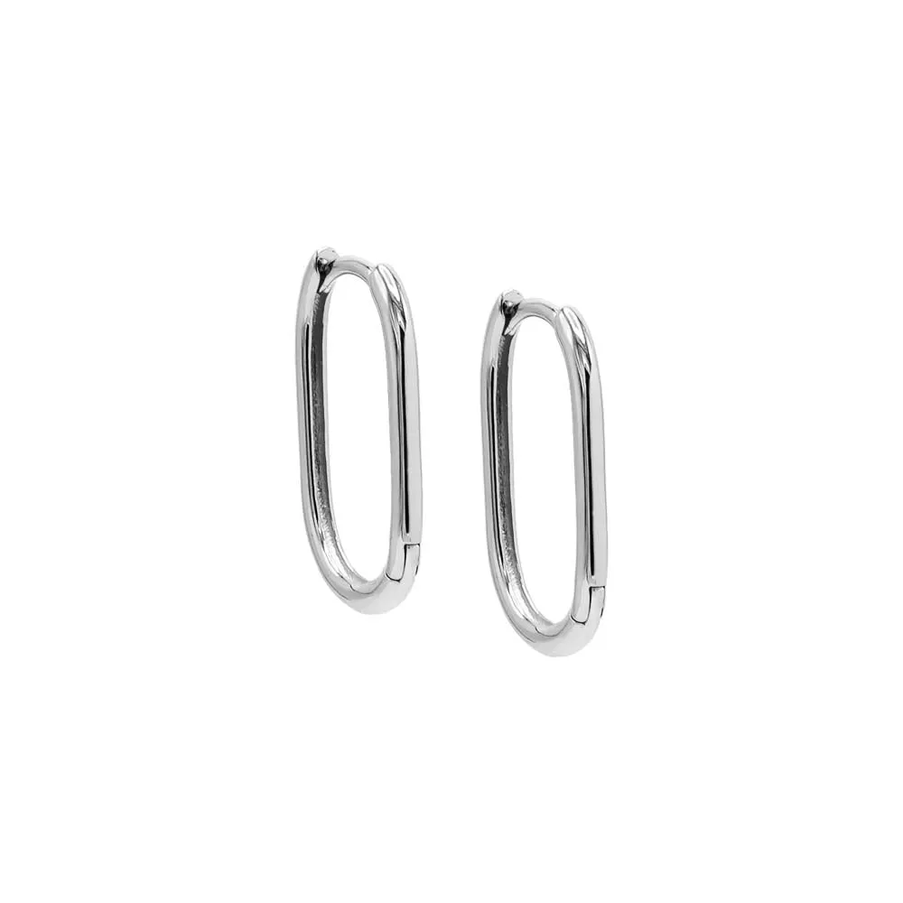 Thin Solid Oval Shape Huggie Earring