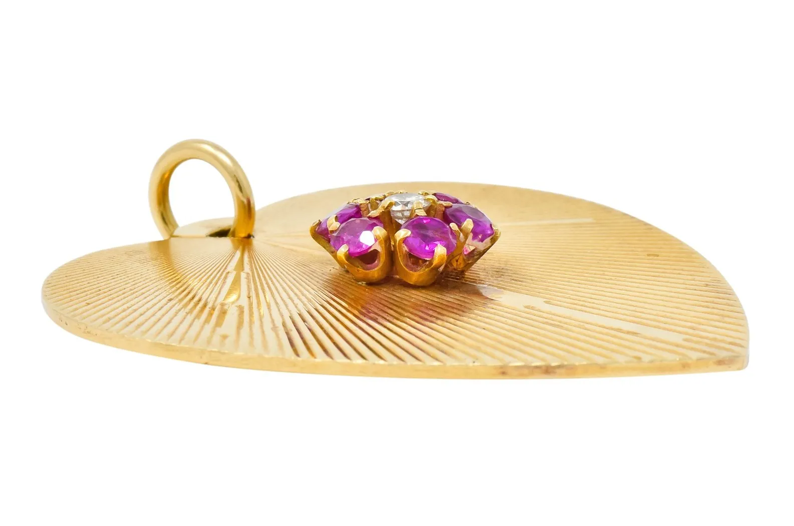 Tiffany & Co. Retro Ruby Diamond 14 Karat Gold Oversized Heart Pendant