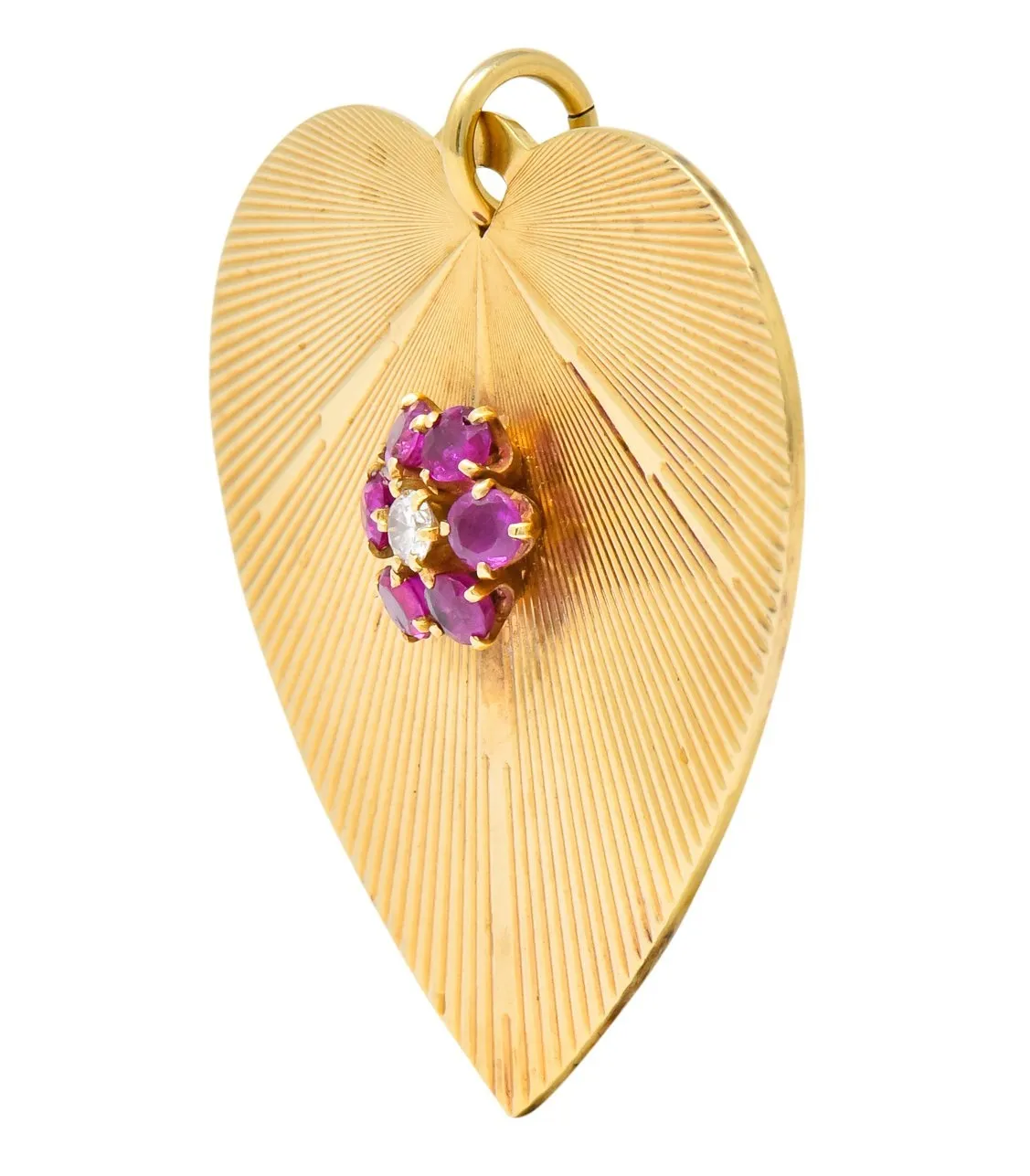 Tiffany & Co. Retro Ruby Diamond 14 Karat Gold Oversized Heart Pendant