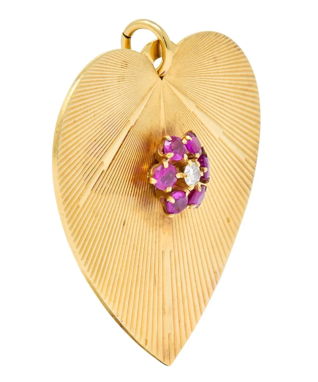 Tiffany & Co. Retro Ruby Diamond 14 Karat Gold Oversized Heart Pendant