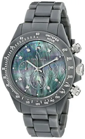 Toy Watch Gray Chronograph Watch Mother Of Pearl Face with Swarovski Crystals