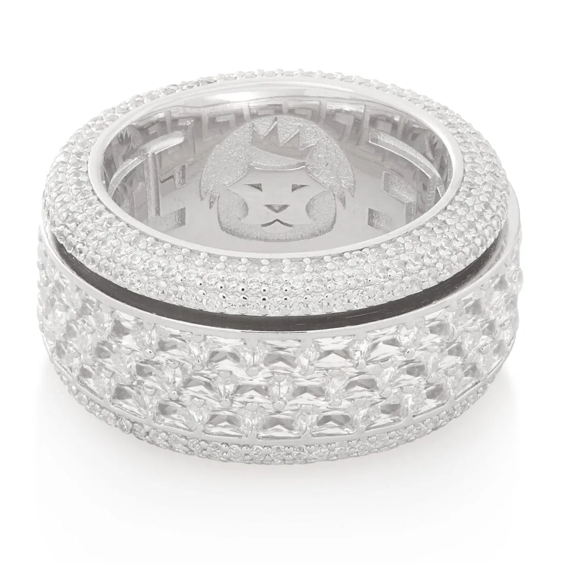 Triple-Row Icy Spinner Ring