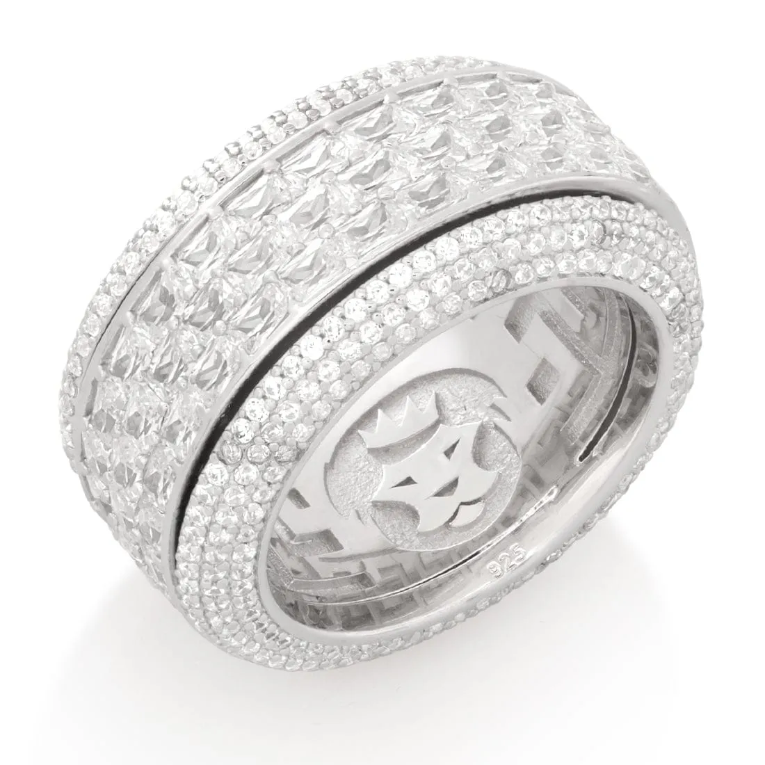 Triple-Row Icy Spinner Ring