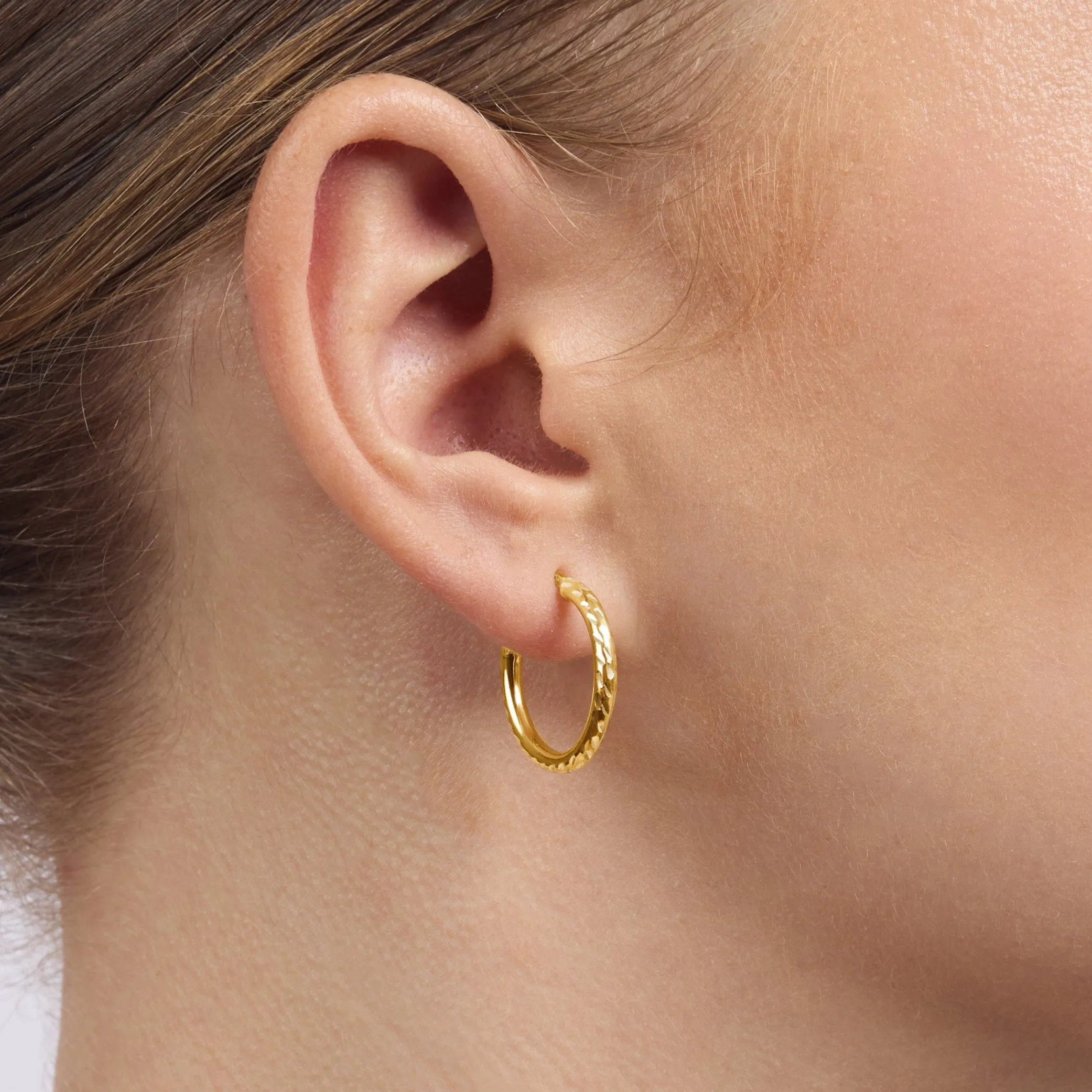Two Tone Gold Silver Infused Hoop Earrings 15mm