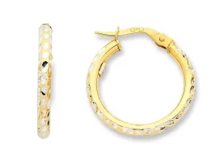 Two Tone Gold Silver Infused Hoop Earrings 15mm