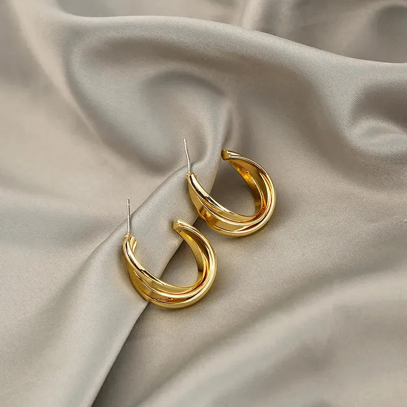 Unique Design Elegant Delicate Retro Exaggerated Multilayer Stud Earrings Women Jewelry