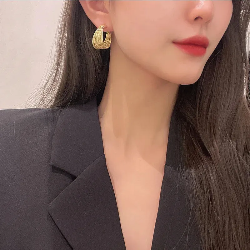 Unique Design Elegant Delicate Retro Exaggerated Multilayer Stud Earrings Women Jewelry
