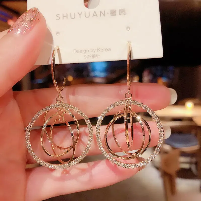Unique Design Elegant Delicate Retro Exaggerated Multilayer Stud Earrings Women Jewelry