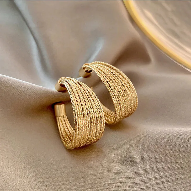 Unique Design Elegant Delicate Retro Exaggerated Multilayer Stud Earrings Women Jewelry