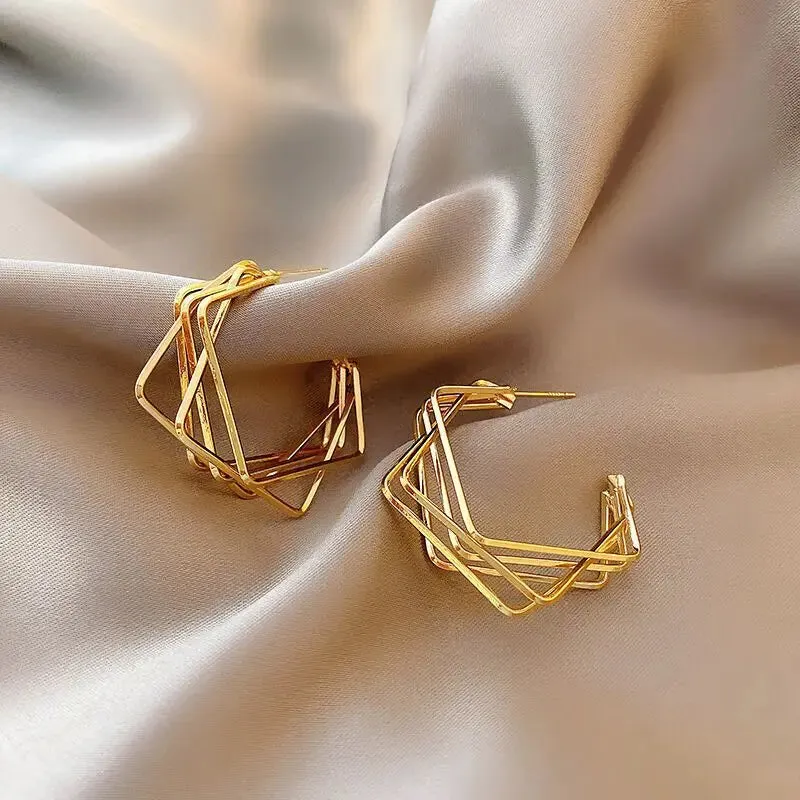 Unique Design Elegant Delicate Retro Exaggerated Multilayer Stud Earrings Women Jewelry