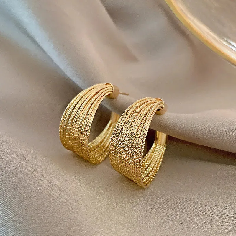 Unique Design Elegant Delicate Retro Exaggerated Multilayer Stud Earrings Women Jewelry