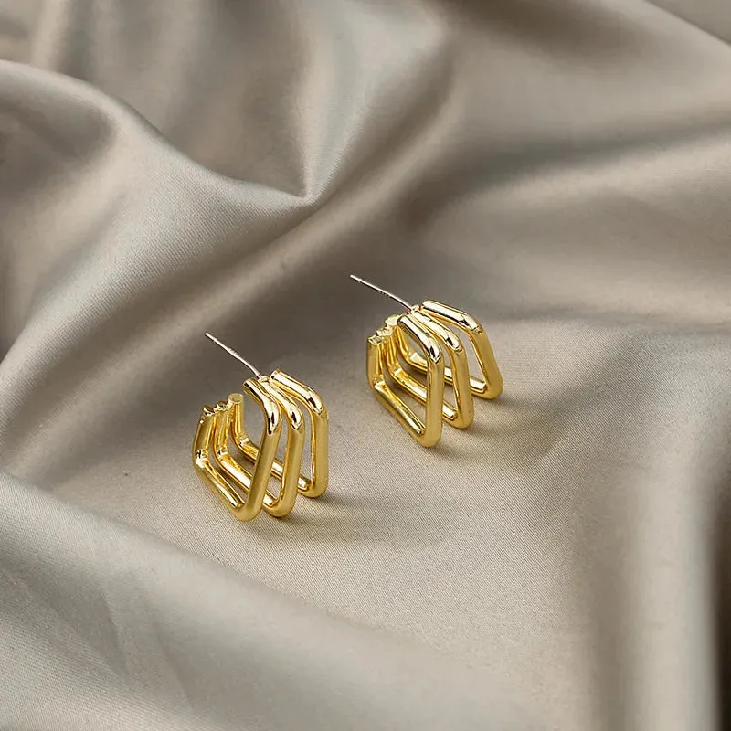 Unique Design Elegant Delicate Retro Exaggerated Multilayer Stud Earrings Women Jewelry