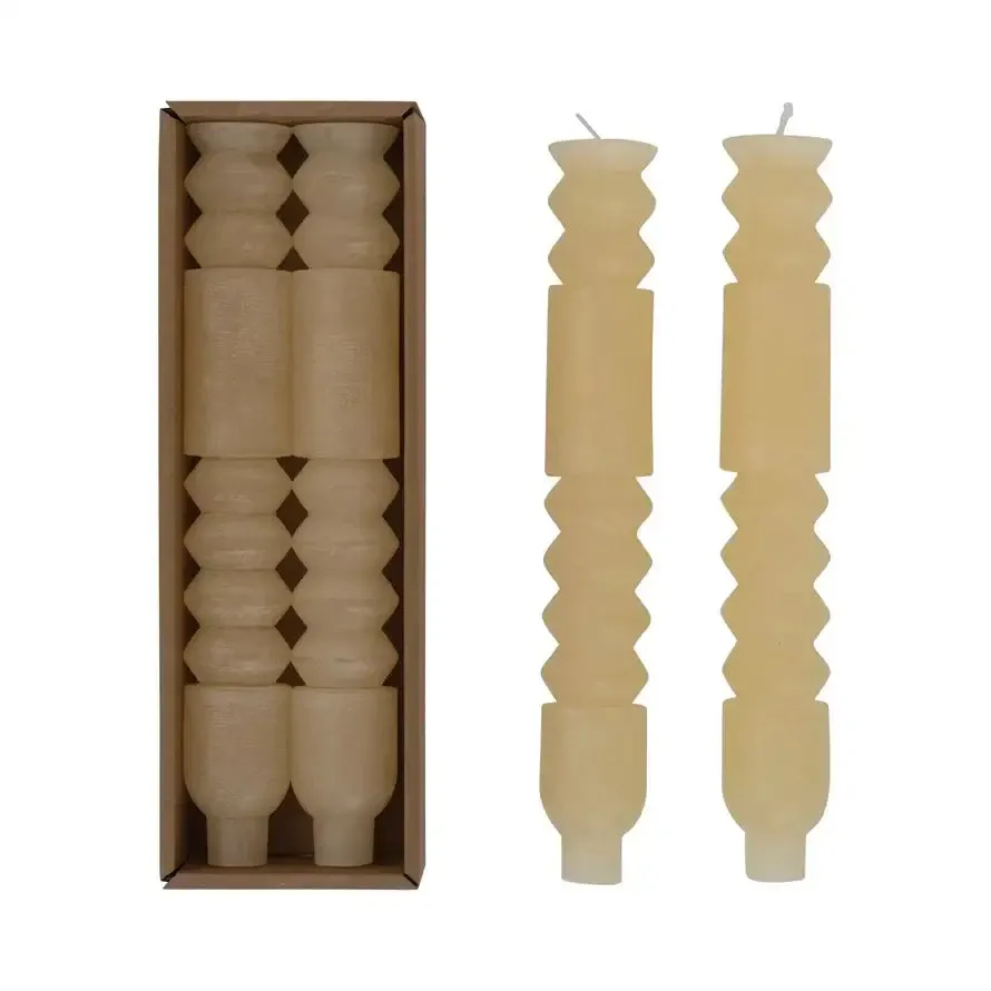 UNSCENTED TOTEM TAPER CANDLES IN BOX, SET OF 2
