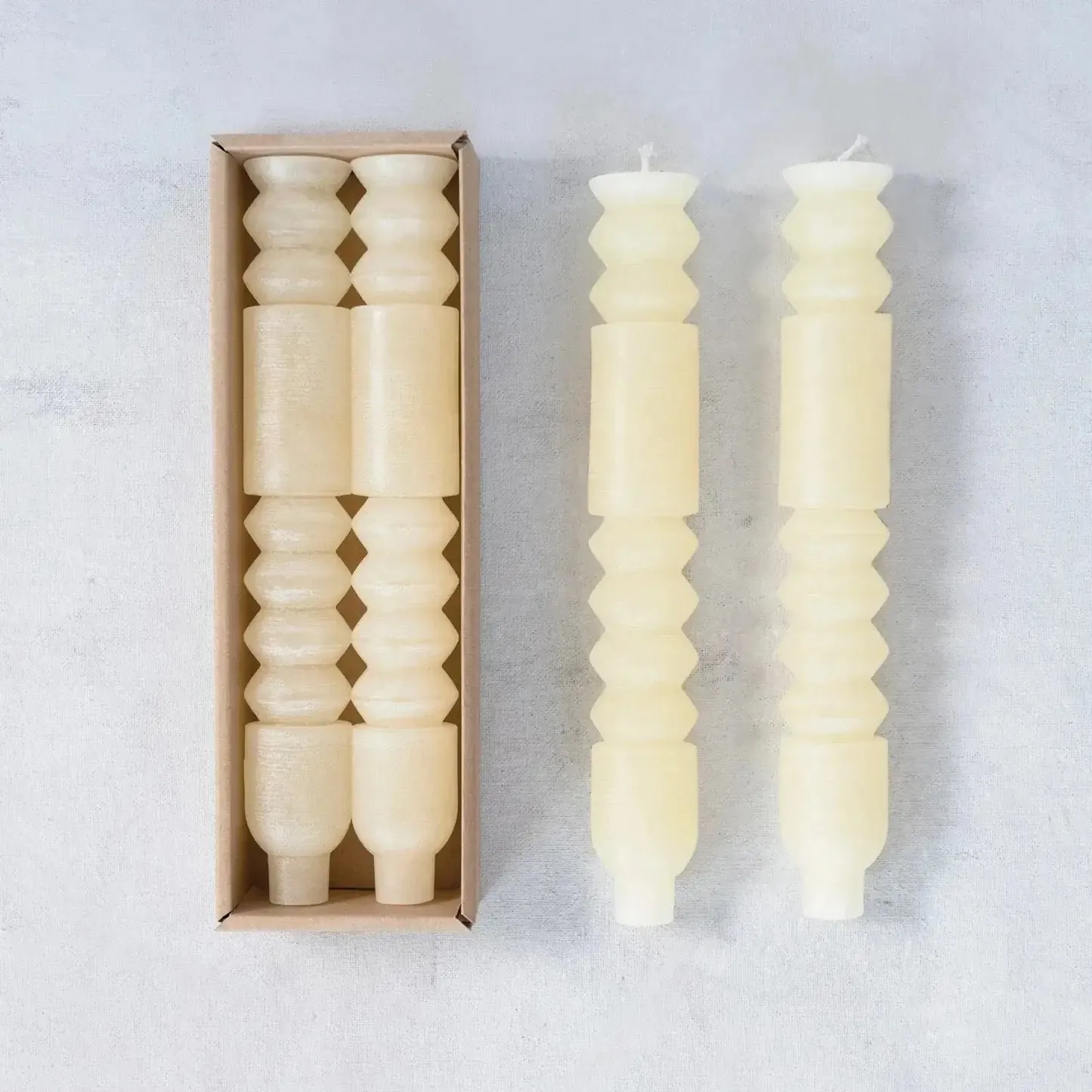 UNSCENTED TOTEM TAPER CANDLES IN BOX, SET OF 2