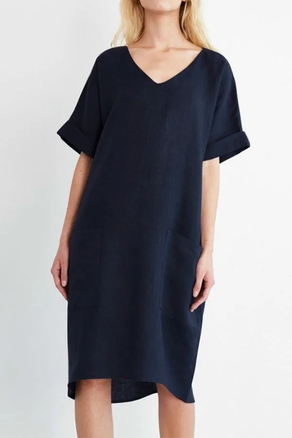 V Neck Bat Sleeve Mini Dress