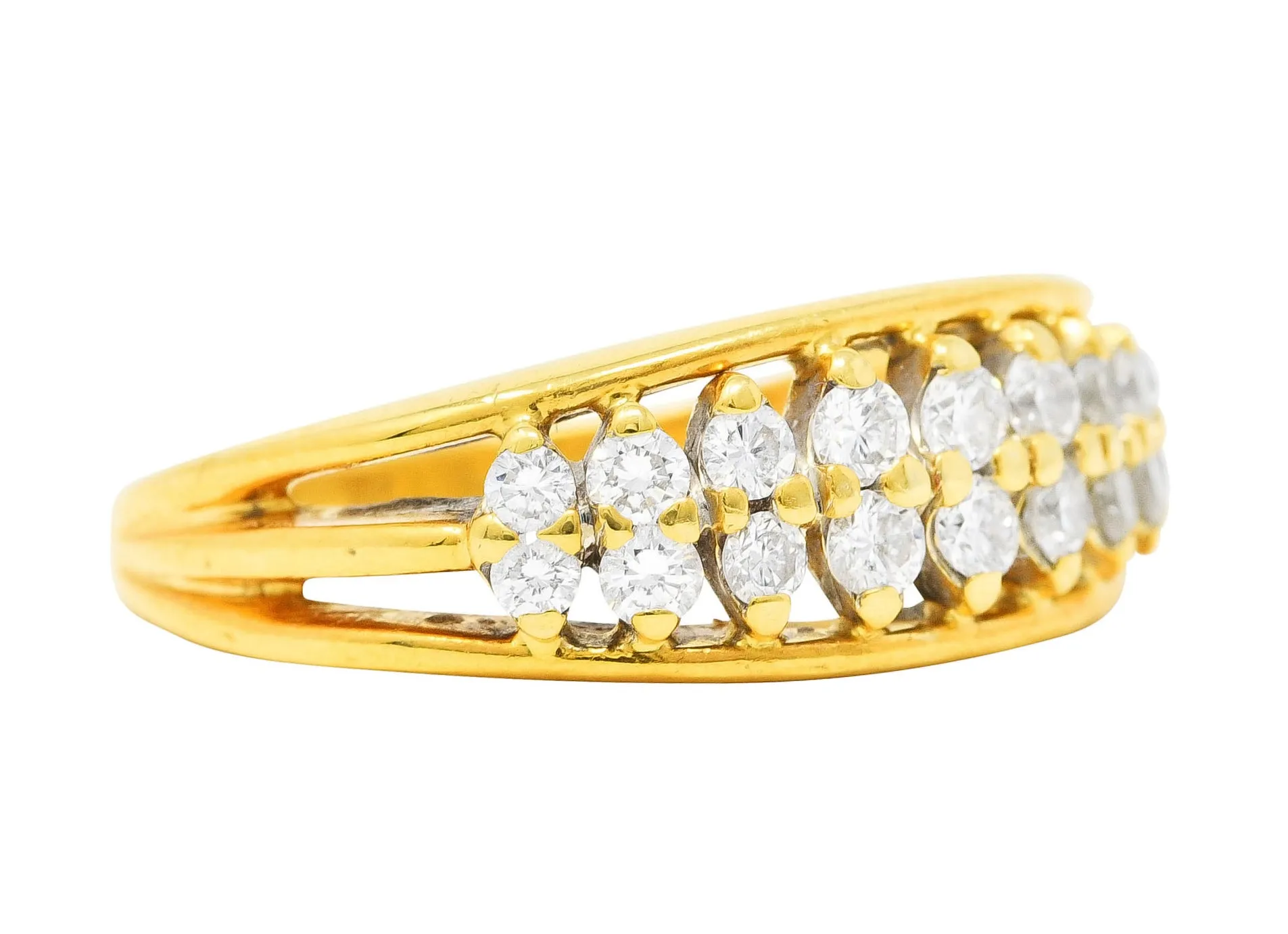 Vintage 0.55 CTW Diamond 18 Karat Gold Split Band Ring