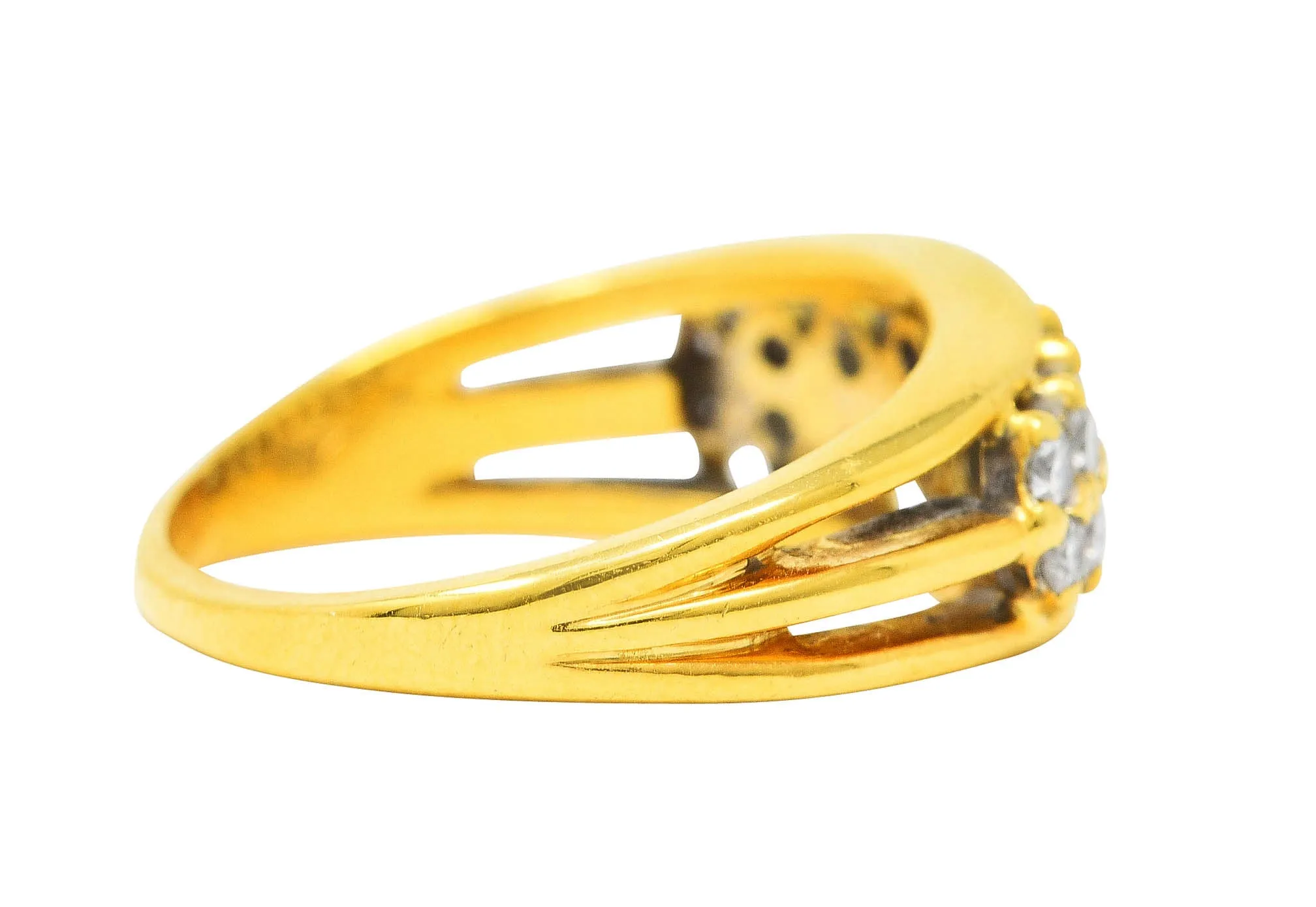 Vintage 0.55 CTW Diamond 18 Karat Gold Split Band Ring