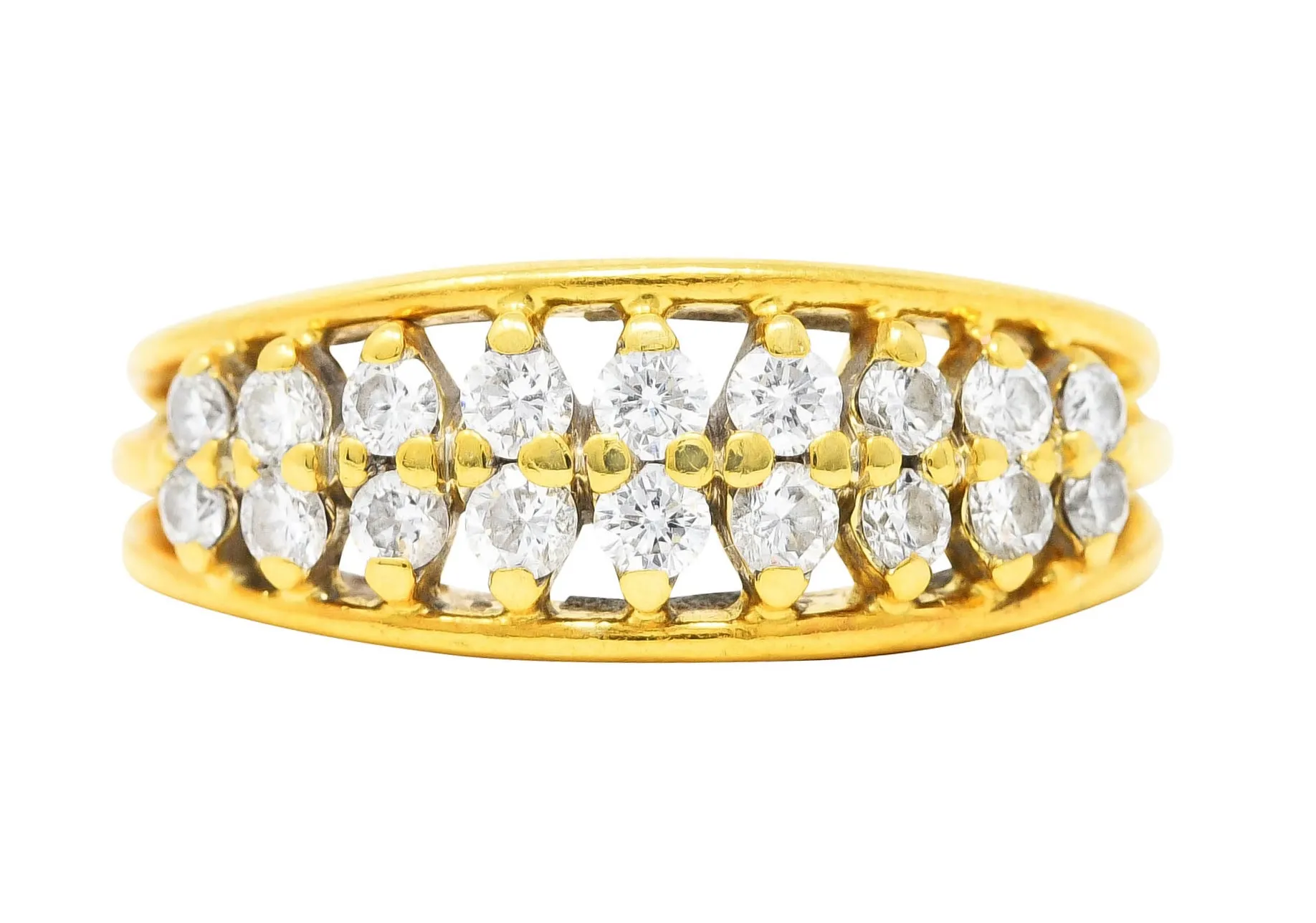 Vintage 0.55 CTW Diamond 18 Karat Gold Split Band Ring