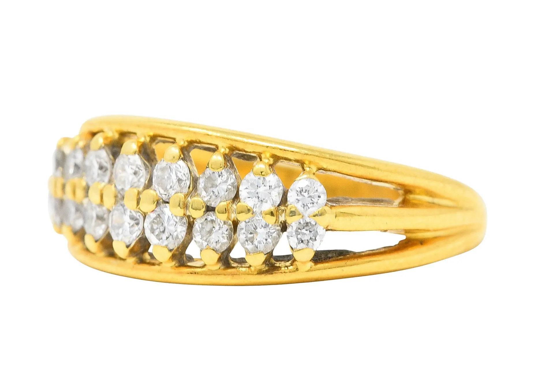 Vintage 0.55 CTW Diamond 18 Karat Gold Split Band Ring