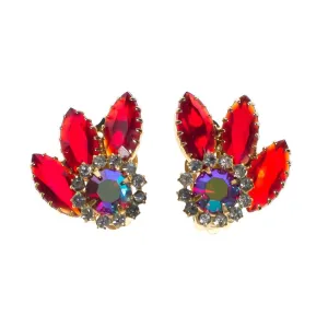 Vintage Juliana Red Rhinestone Earrings