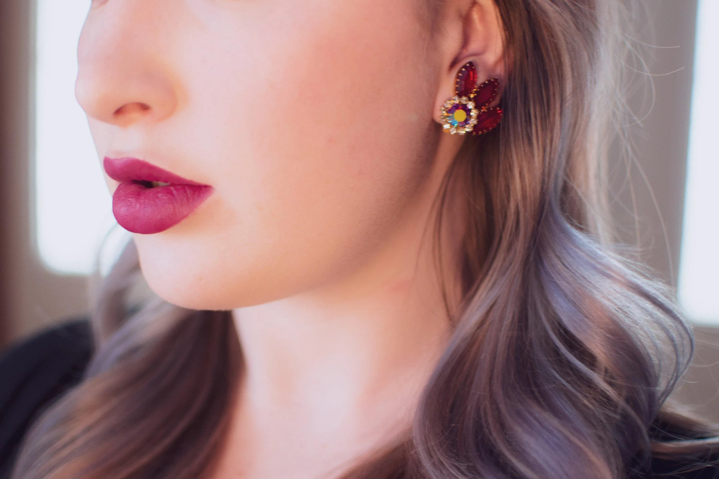Vintage Juliana Red Rhinestone Earrings