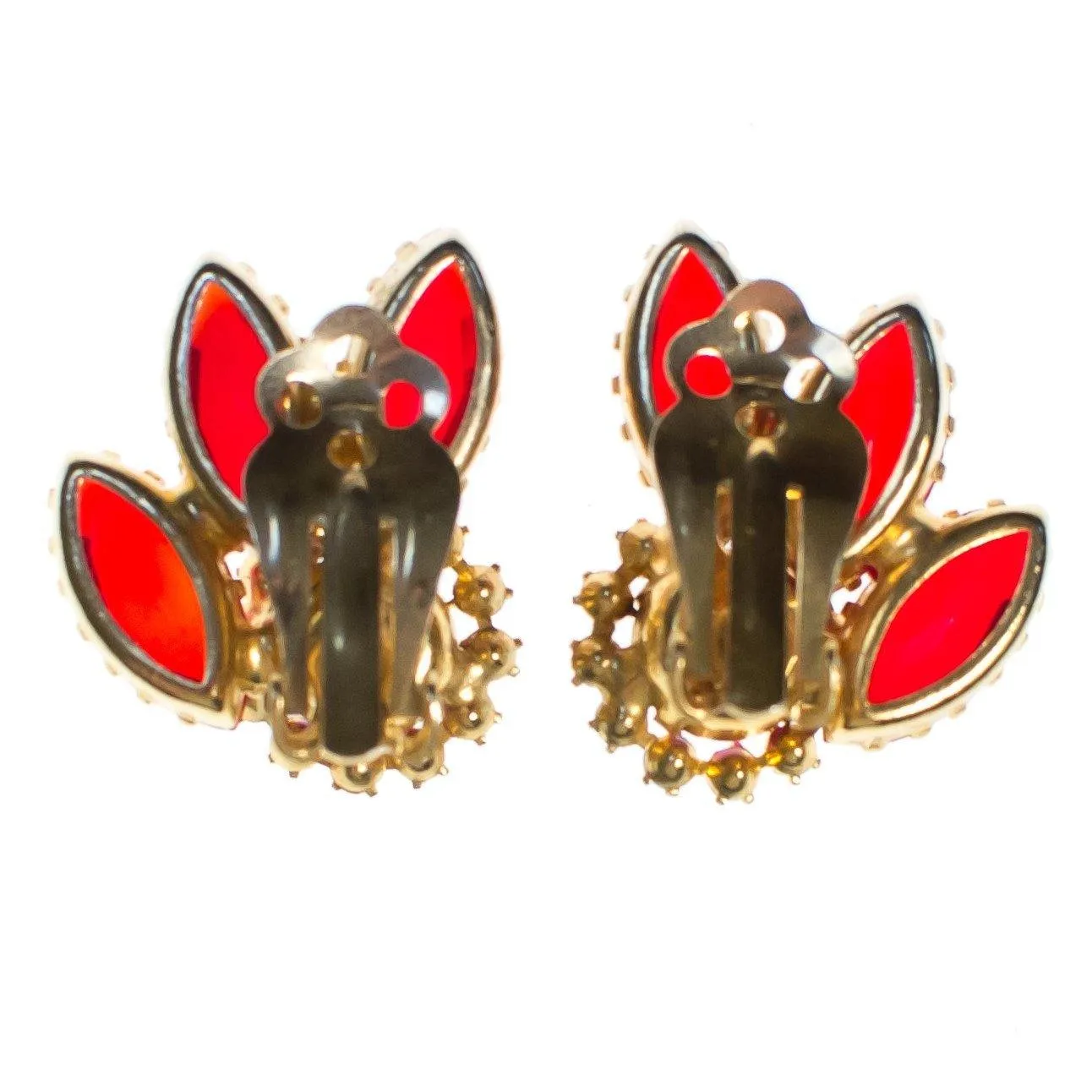 Vintage Juliana Red Rhinestone Earrings