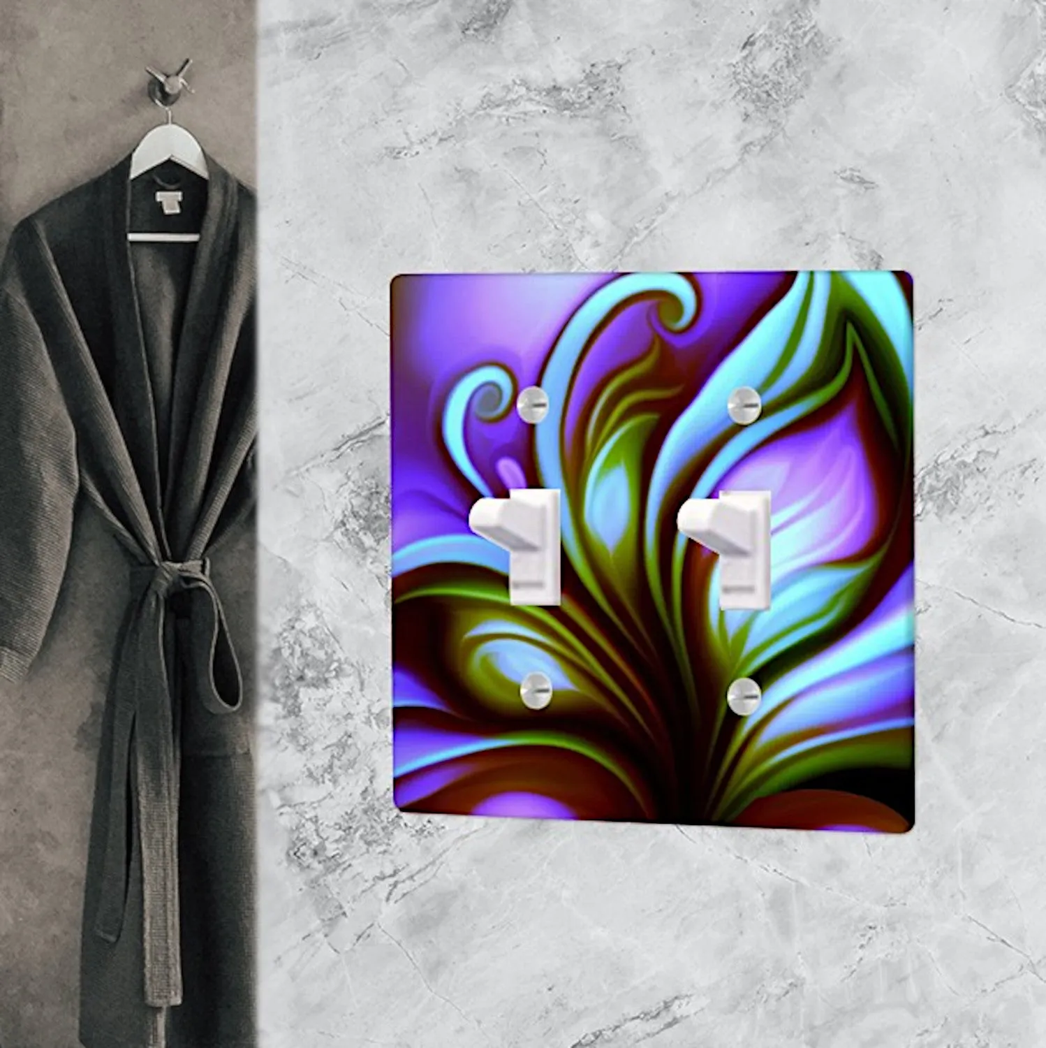 Vivid Purple Switch Plate Cover, Functional Abstract Art Butterfly Home Decor