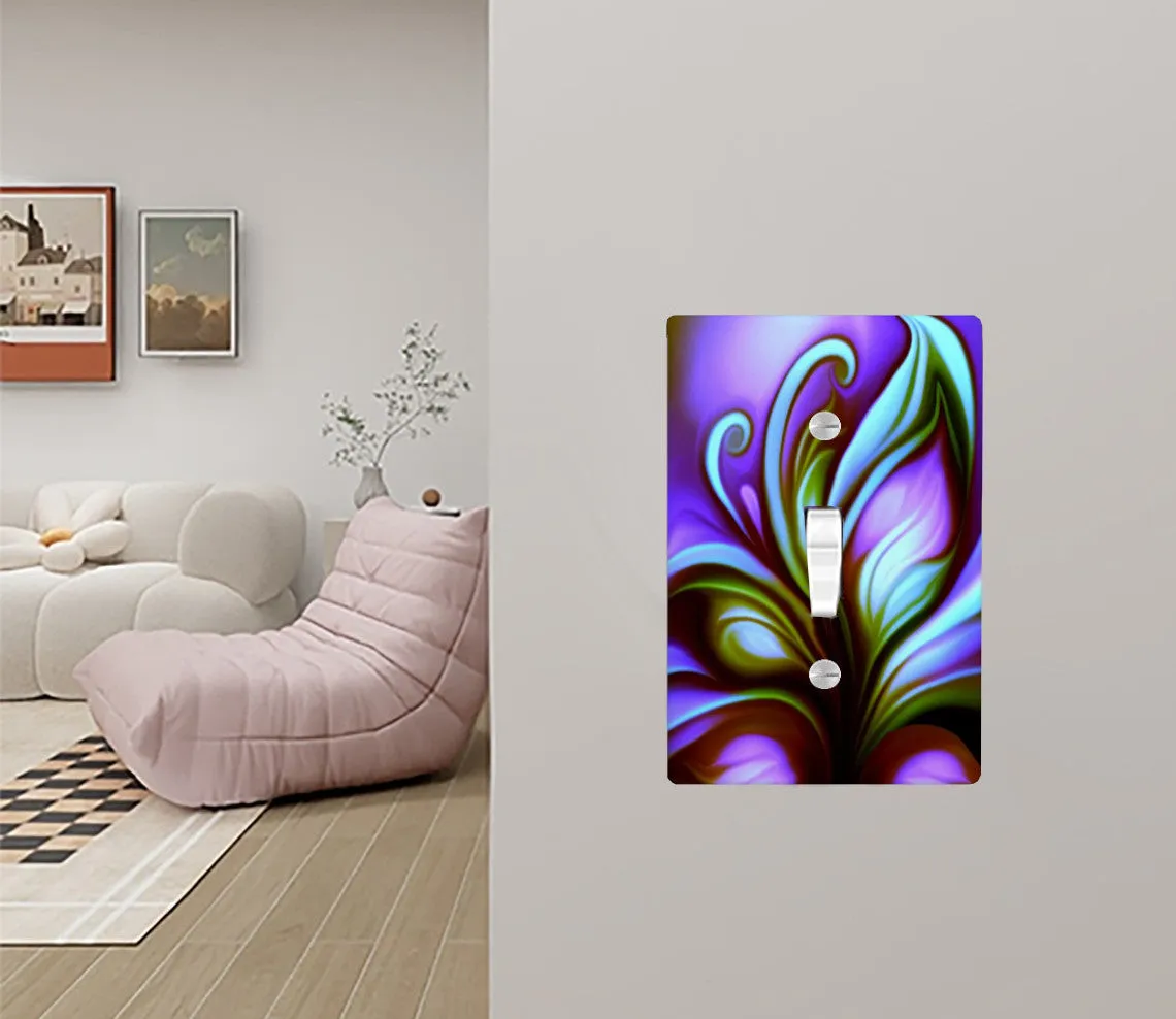 Vivid Purple Switch Plate Cover, Functional Abstract Art Butterfly Home Decor
