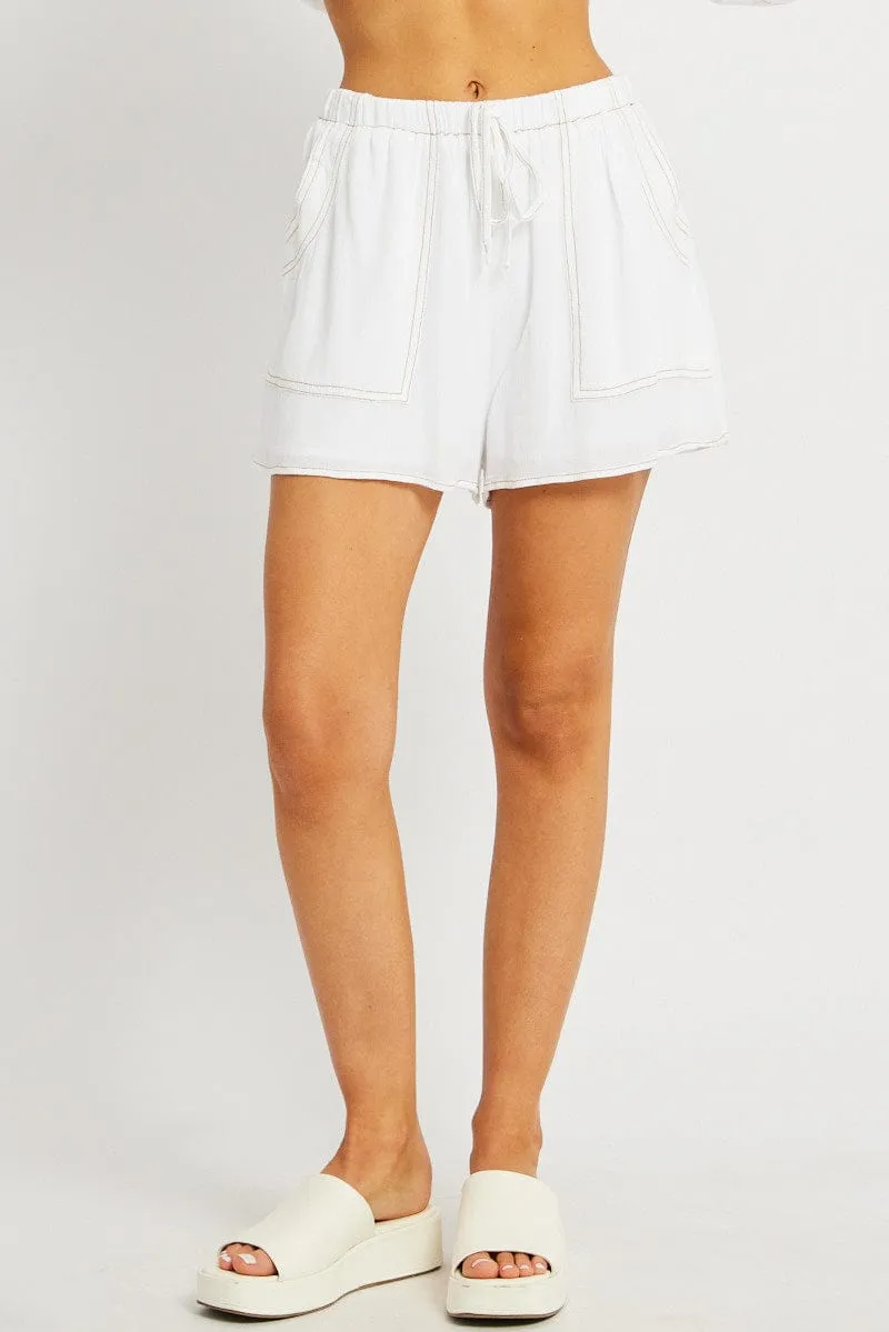 White Shorts Contrast Stitch