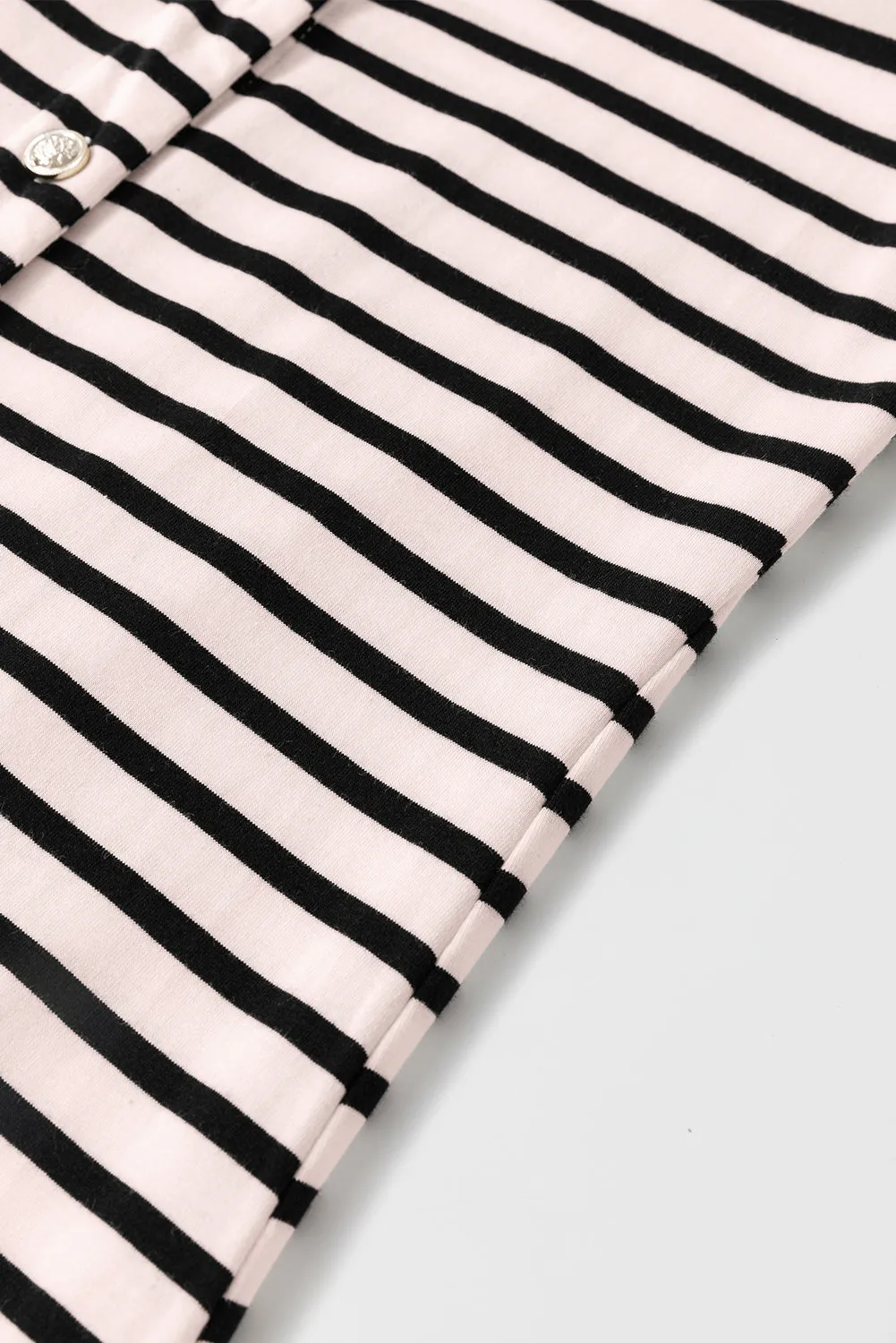 White Stripe Sleeveless Button Front Midi Dress