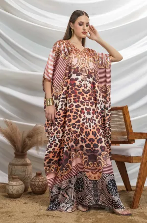 Wild Wind Soft Satin Women Kaftan with Rhinestones