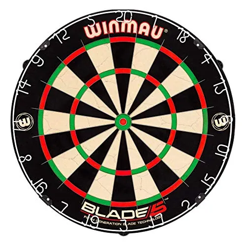 WINMAU Plastic Blade 5 Bristle Dartboard with All-New Thinner Wiring for Higher Scoring and Reduced Bounce-Outs (Multicolour)