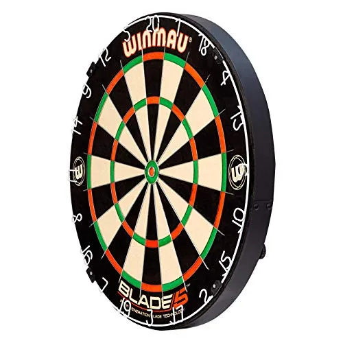 WINMAU Plastic Blade 5 Bristle Dartboard with All-New Thinner Wiring for Higher Scoring and Reduced Bounce-Outs (Multicolour)
