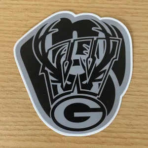 Wisconsin Sports Logo Mash-Up Vinyl Decal 4"
