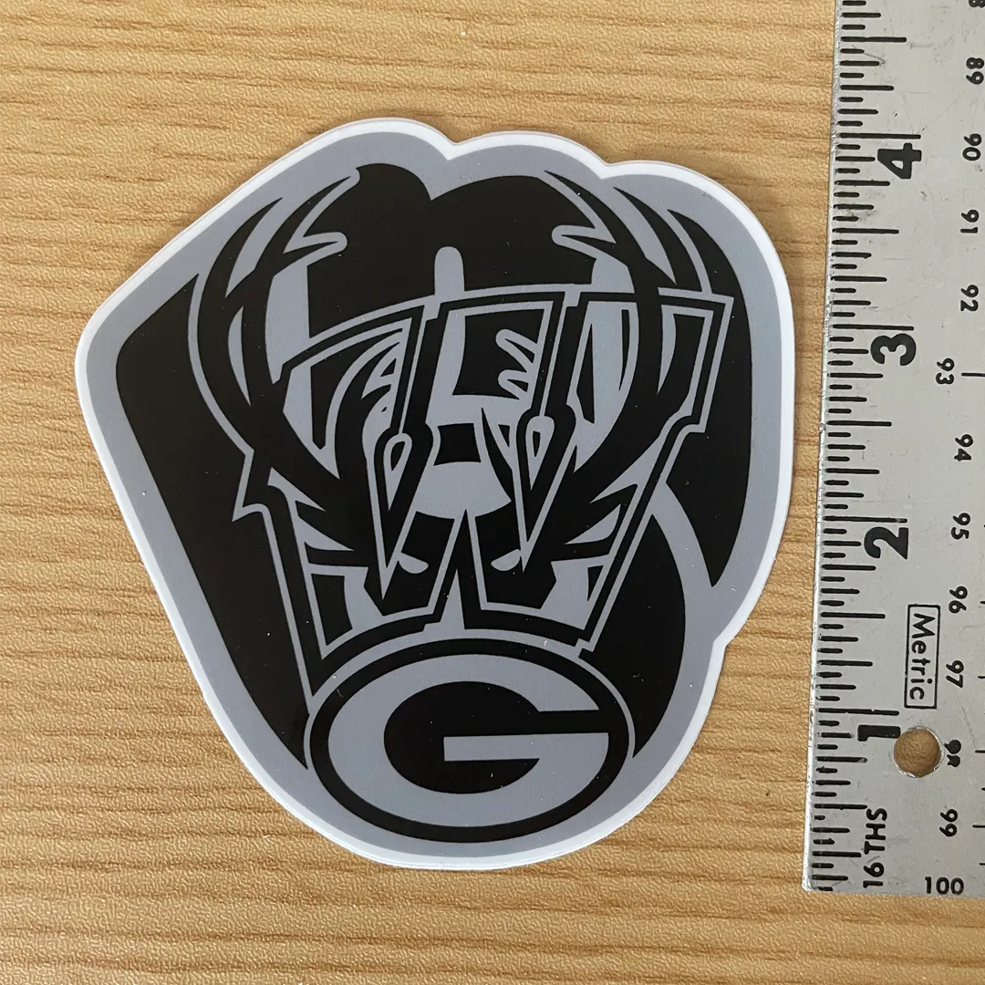 Wisconsin Sports Logo Mash-Up Vinyl Decal 4"