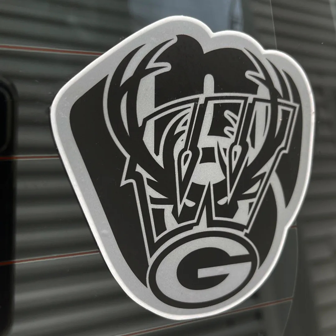 Wisconsin Sports Logo Mash-Up Vinyl Decal 4"