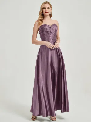 Wisteria Satin Sweetheart Strapless Floor Length Pleated Bridesmaid Dress