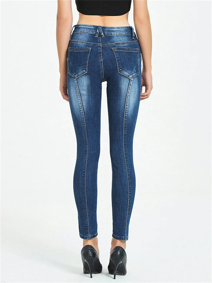 Women's Casual Style Slim Fit Stretchy Classic Denim Pants
