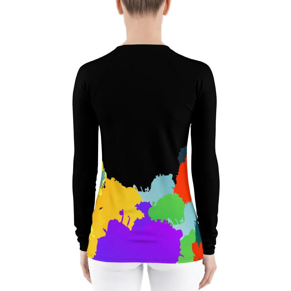 Women's Long Sleeve Black Paint Splashed Shirt