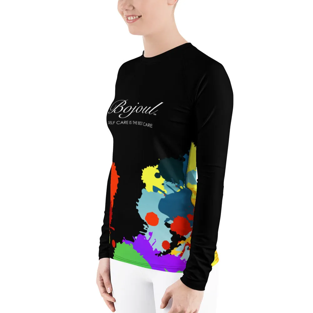 Women's Long Sleeve Black Paint Splashed Shirt